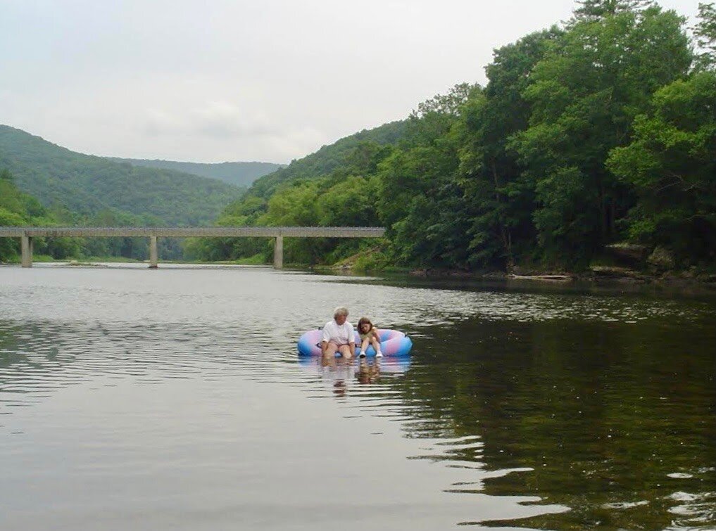 My grandmother and I floating the Greenbrier Rive.